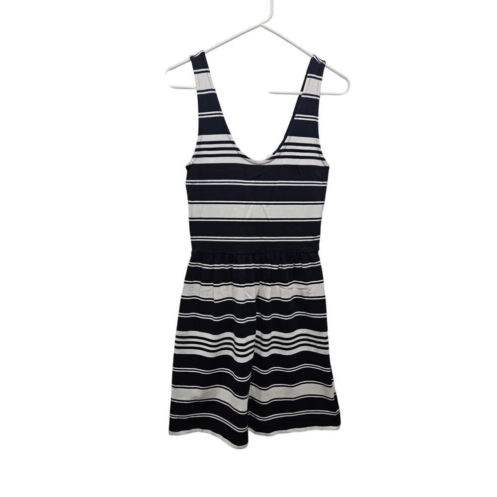 J.Crew Striped Tank Dress XS Navy White Cotton Viscose Soft Knit Casual Coastal